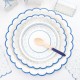 ASSIETTES FESTONNEES FLEUR BLEUE 25 CM X 8