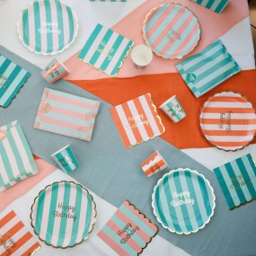 SERVIETTES FESTONNEES 33X33CM HAPPY BIRTHDAY X 16