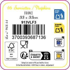 SERVIETTES 33X33CM FRANCE X 16