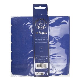 SERVIETTES FESTONNEES 33X33CM BLEU MARINE ET OR X 16