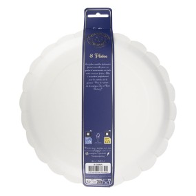 ASSIETTES FESTONNEES 23CM BLEU MARINE ET OR X 8