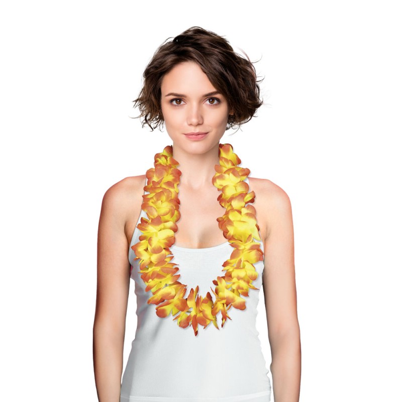 Collier Hawaï vahiné orange