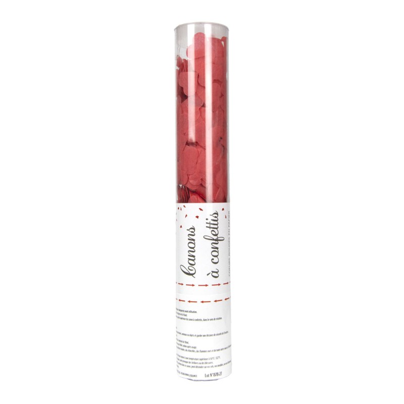 CANON A CONFETTI COEUR ROUGE TUBE TRANSPARENT 25CM