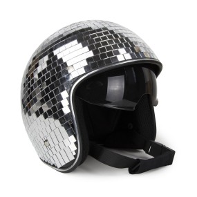Imitation de casque pour 2 roues recouvert comme une boule disco