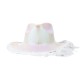 CHAPEAU DE COWBOY BLANC IRISE AVEC FRANGES