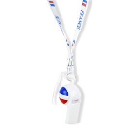 siflet tricolore france avec cordon blanc drapeau français