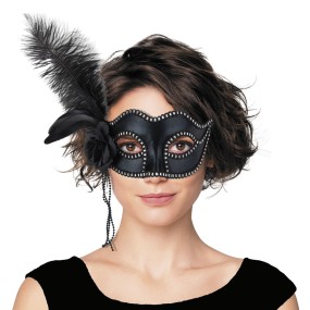 MASQUE VENITIEN NOIR A PLUME