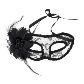MASQUE VENITIEN FLEUR ET DENTELLE NOIRE
