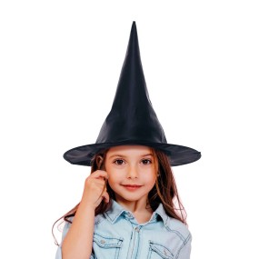 Chapeau de sorcière satin noir enfant