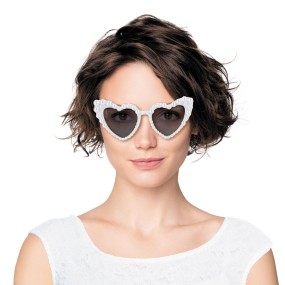 LUNETTES VINTAGE COEUR BLANCHES AVEC PERLES