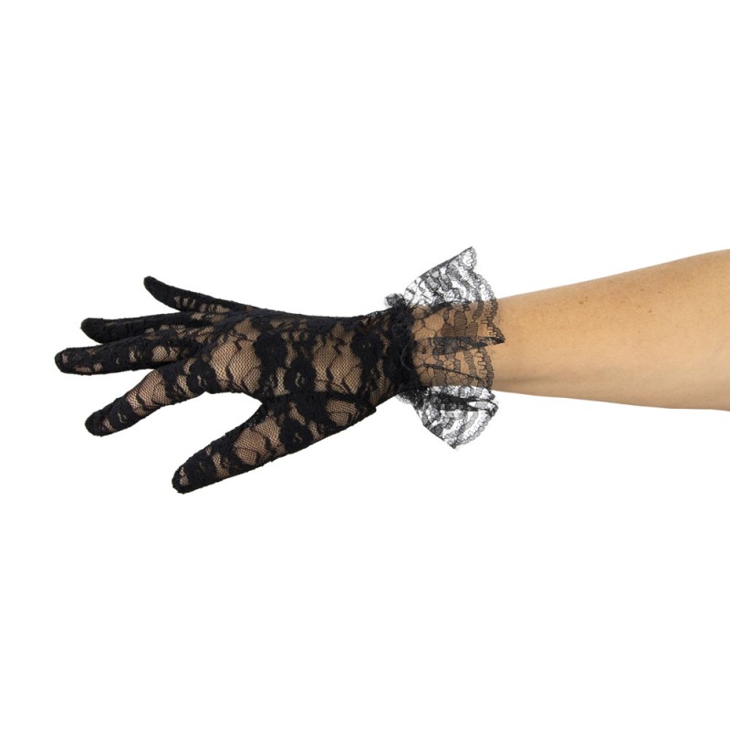 Gants cours noir en dentelle