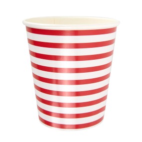 Gobelets 200 ml rayés blanc et rouge façon bayadère