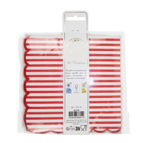 SERVIETTES FESTONNEES 33X33CM BAYADERE X 16