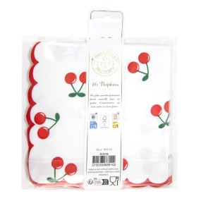 SERVIETTES FESTONNEES 33X33CM CHERRY X 16