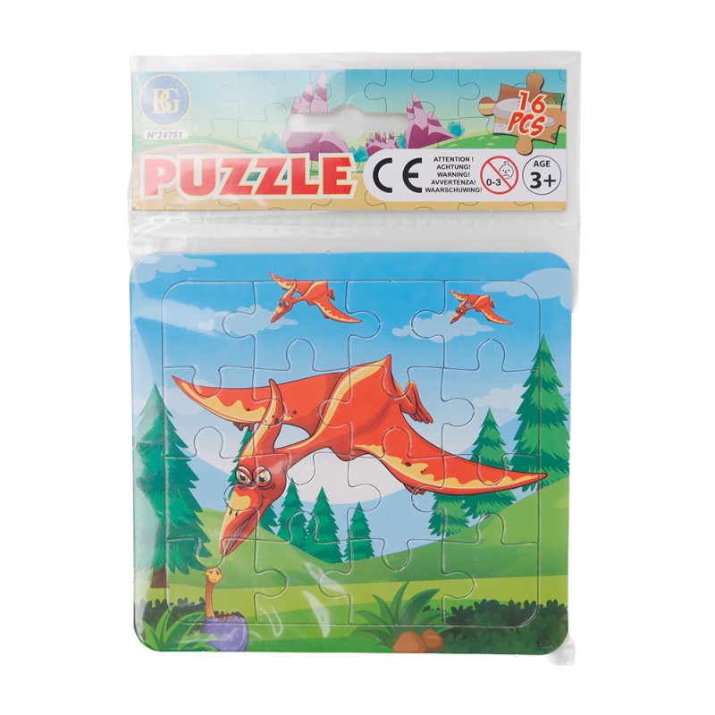 PUZZLE 16 PCES DINO 12.5X12CM