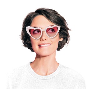 LUNETTES VINTAGE COEUR PINK AVEC PERLES