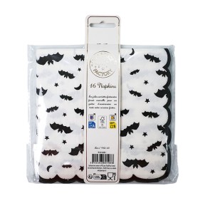 SERVIETTES FESTONNEES 33X33CM CHAUVE SOURIS X 16