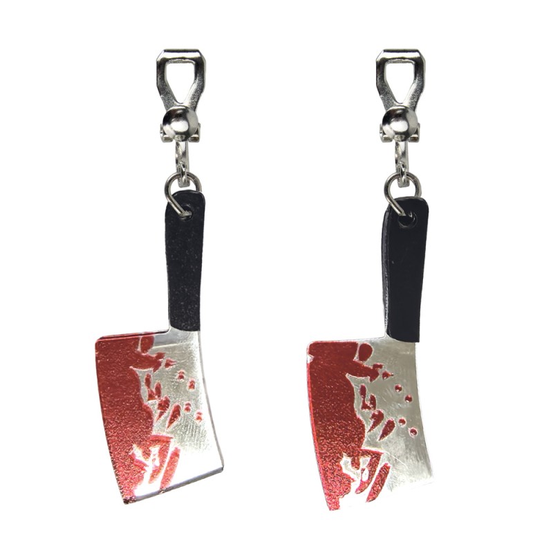 BOUCLES D'OREILLE COUPERET DE BOUCHER SANGLANT