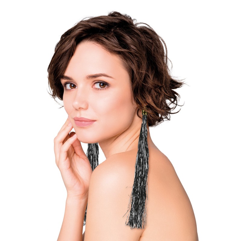 BOUCLES D'OREILLE LAMETTA X2 NOIRES