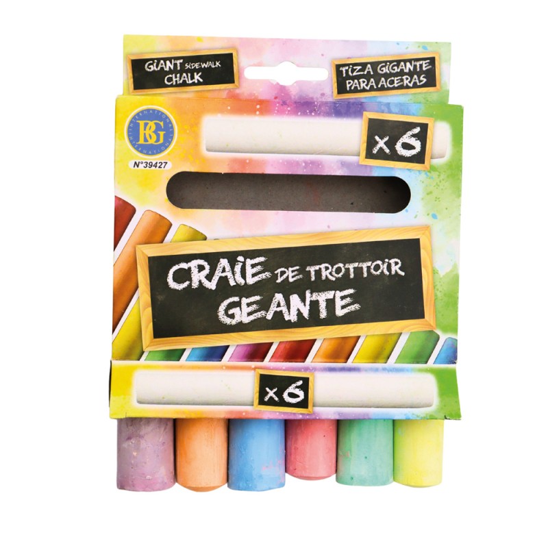 CRAIES DE TROTTOIR GEANTES X 6 PCS 10CM