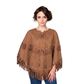 PONCHO A FRANGES MIXTE