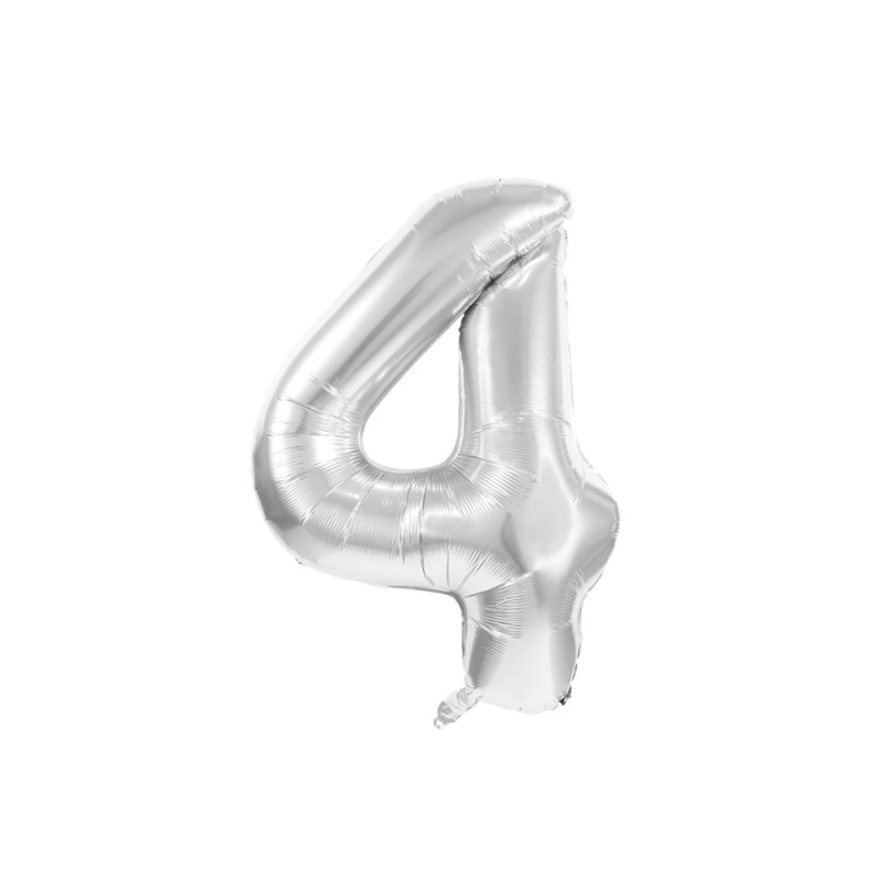 BALLON MYLAR CHIFFRE 4 ARGENT 36CM