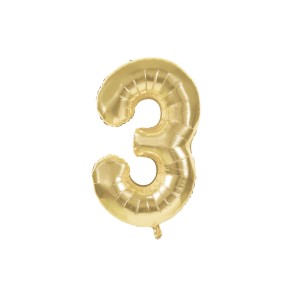 BALLON MYLAR CHIFFRE 3 OR 36CM