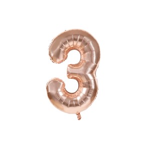 BALLON MYLAR CHIFFRE 3 ROSE...