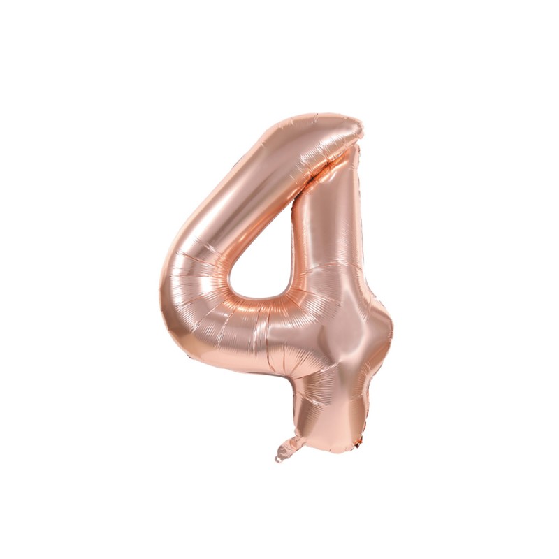 BALLON MYLAR CHIFFRE 4 ROSE GOLD 36CM