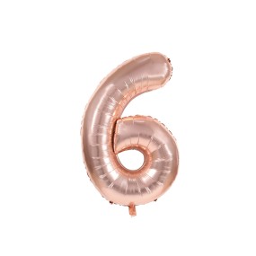 BALLON MYLAR CHIFFRE 6 ROSE...