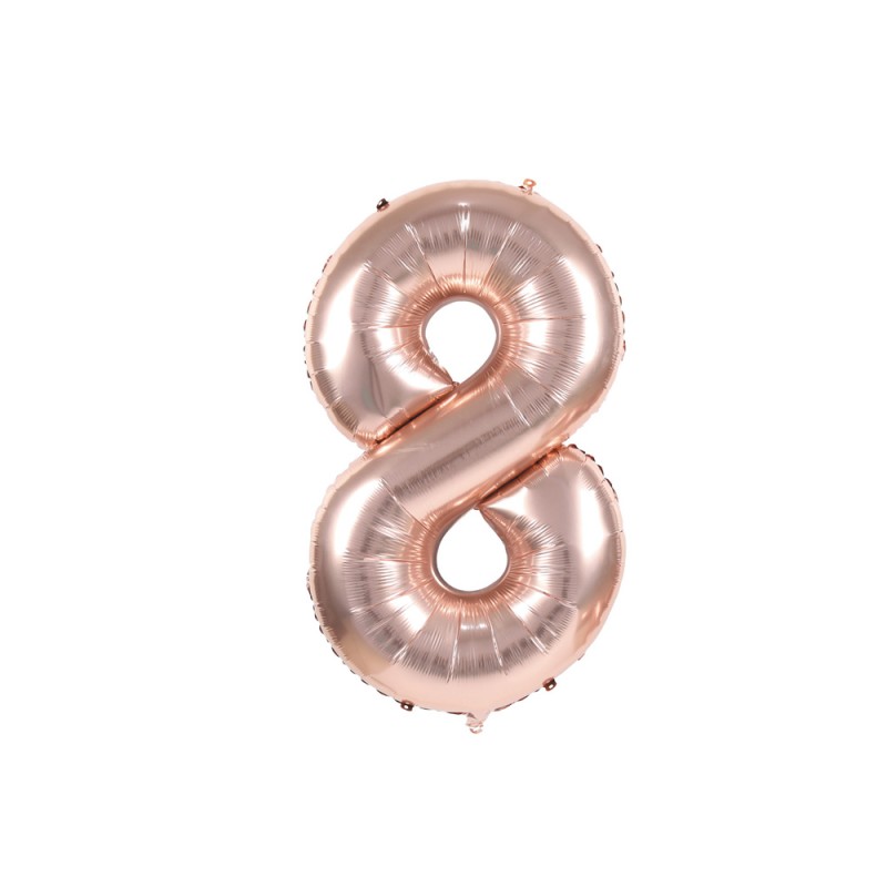 BALLON MYLAR CHIFFRE 8 ROSE GOLD 36CM