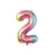 BALLON MYLAR CHIFFRE 2 IRISE PASTEL 36CM