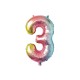 BALLON MYLAR CHIFFRE 3 IRISE PASTEL 36CM