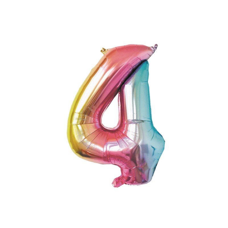 BALLON MYLAR CHIFFRE 4 IRISE PASTEL 36CM