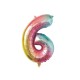 BALLON MYLAR CHIFFRE 6 IRISE PASTEL 36CM