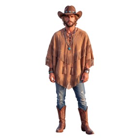 PONCHO A FRANGES MIXTE