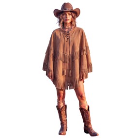 PONCHO A FRANGES MIXTE