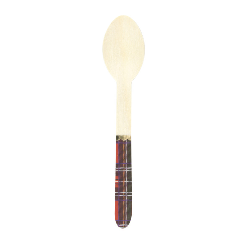 PETITES CUILLERES EN BOIS TARTAN X 8