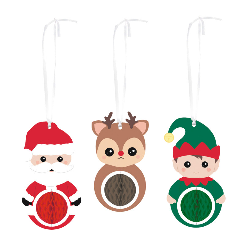 SET DE 3 DECORATIONS ALVEOLEES SWEETY XMAS