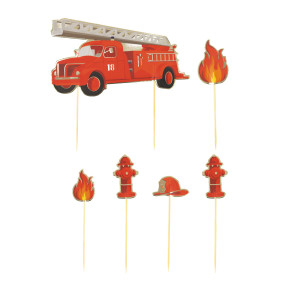 SET DE 6 DECORATIONS POMPIERS POUR GATEAUX