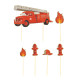 SET DE 6 DECORATIONS POMPIERS POUR GATEAUX