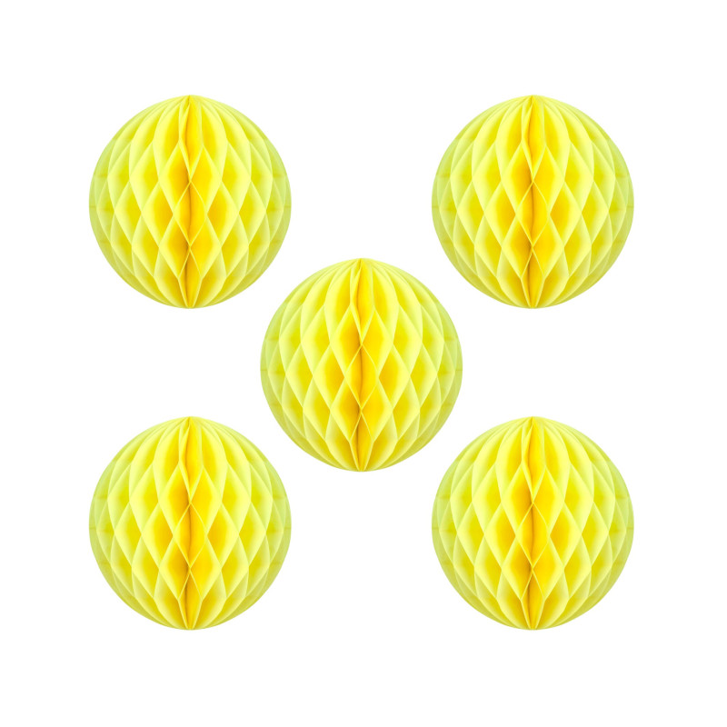 5 BOULES ALVÉOLÉES JAUNES 5CM