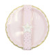 ASSIETTES FESTONNEES 23CM ROSE PASTEL ET OR X 8