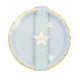 ASSIETTES FESTONNEES 23CM BLEU PASTEL ET OR X 8