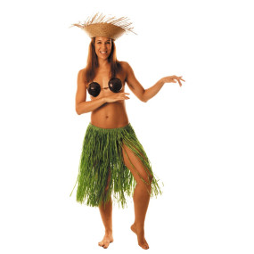 Jupe hawai raphia verte 60cm