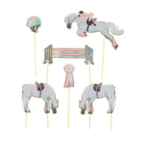 SET DE 6 DECORATIONS CHEVAL POUR GATEAUX